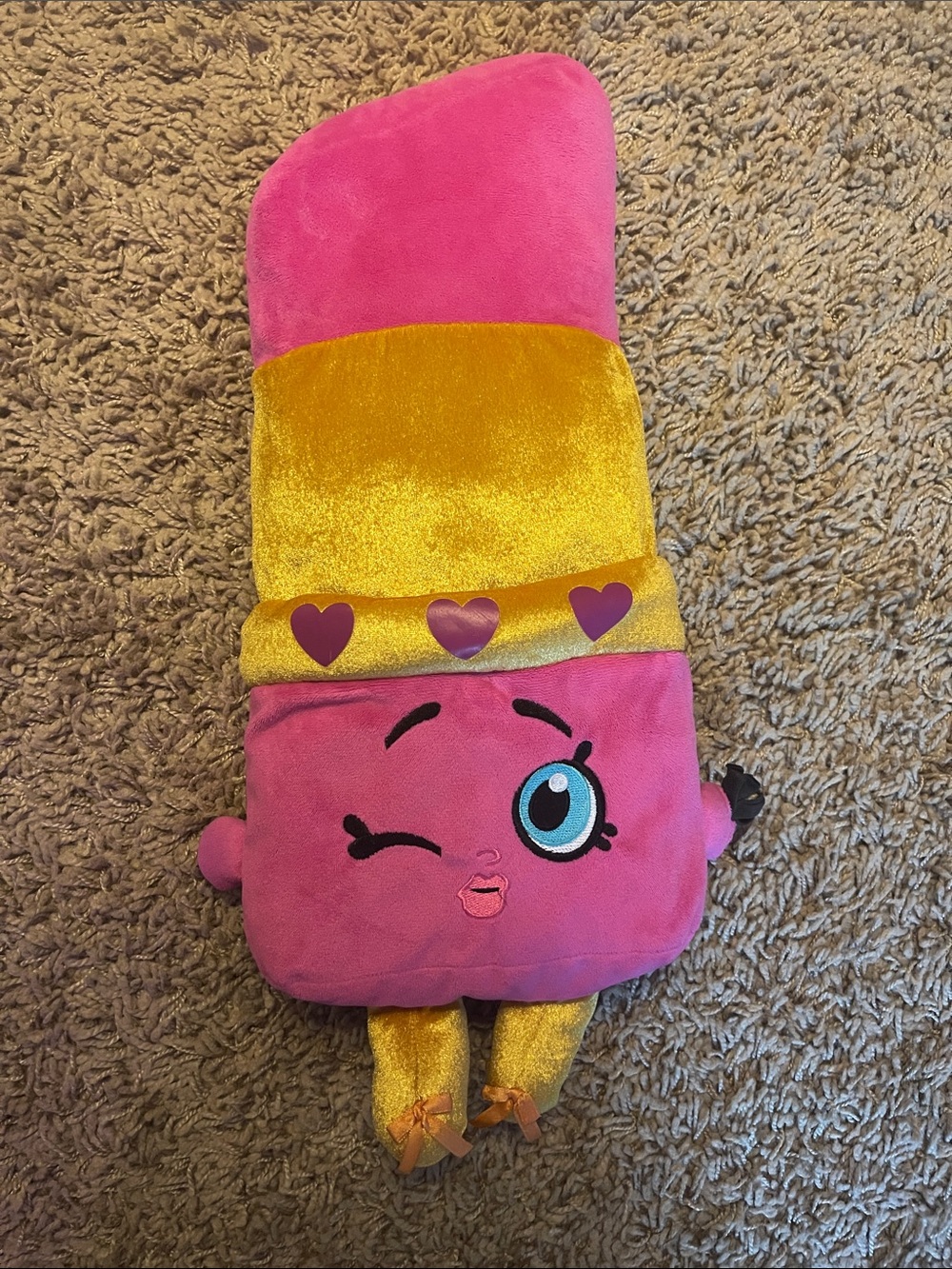 Shopkins Pink and Gold Plush Lipstick Character
